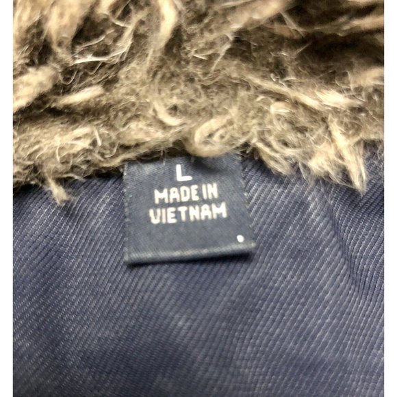 Tommy Hilfiger American Classics Mens Large Navy Blue Hooded Faux Fur Trim Coat - Picture 5 of 8